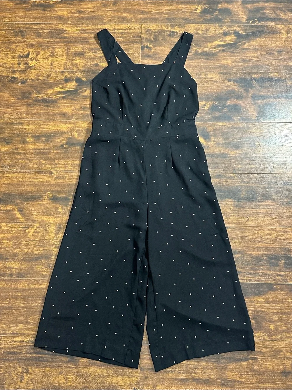 🖤 LOVESTITCH Black Polka Dot Wide Leg Romper L NWT • Open Back Crisscross! 🖤